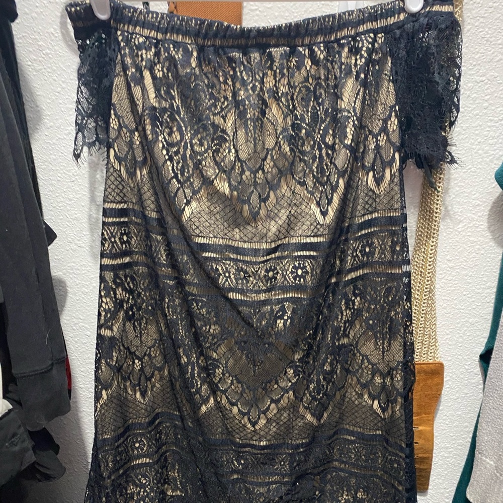 Off Shoulder Black Lace Minidress
